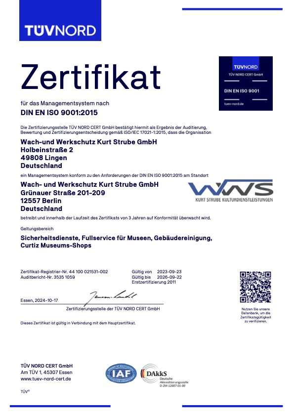 Vorschau DIN EN ISO 9001 Zertifikat Berlin