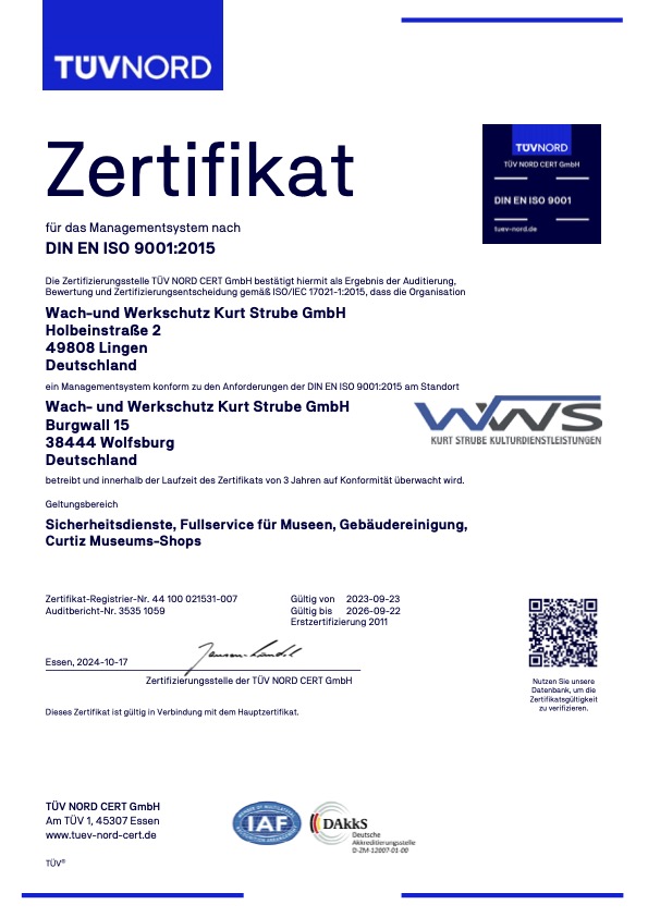 Vorschau DIN EN ISO 9001 Zertifikat Wolfsburg