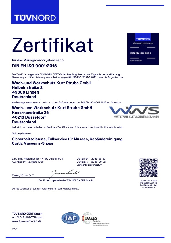 Vorschau DIN EN ISO 9001 Zertifikat Düsseldorf